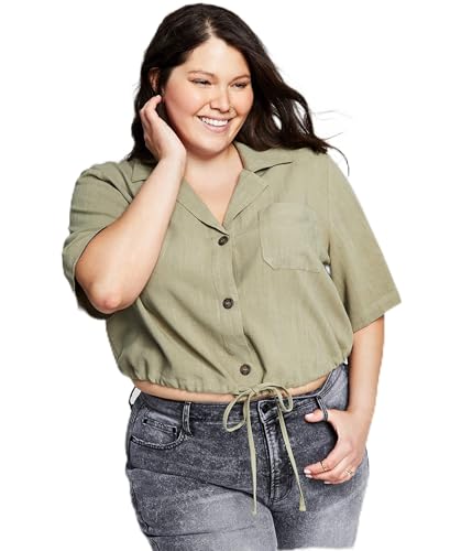 Now This Trendy Plus Size Tie Front Woven Shirt