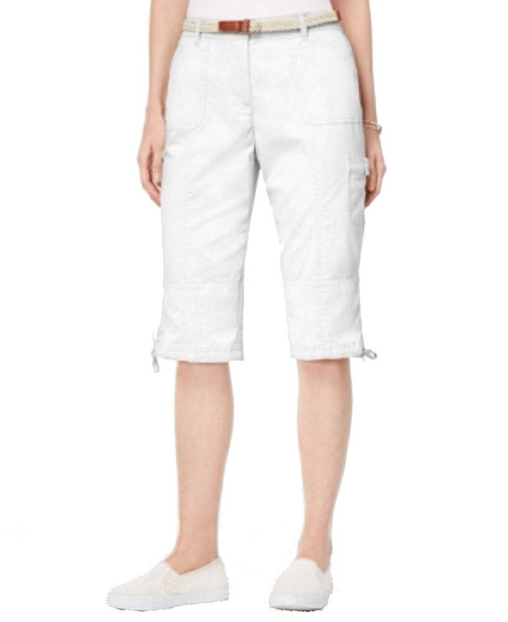 Karen Scott Petite Twill Tie Hem Bermuda Skimmers