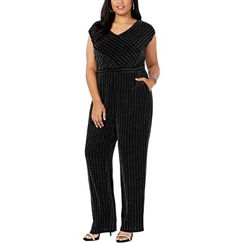NY Collection Plus Petite Plus Size V Neck Jumpsuit