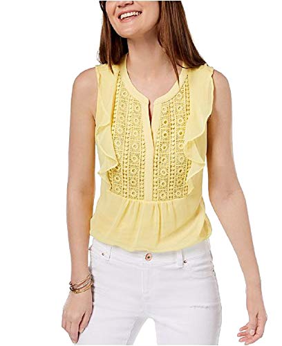 Charter Club Petite Crochet Front Flutter Top