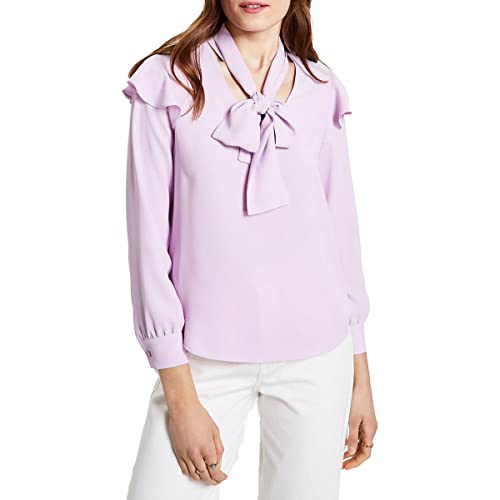 Bar III Bow Neck Ruffled Shoulder Blouse