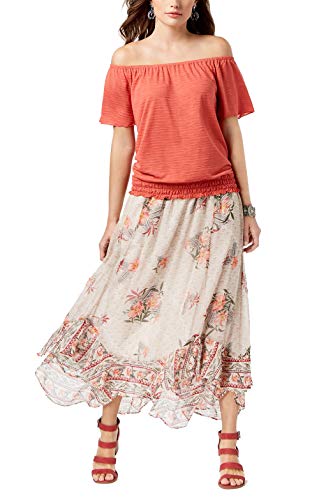Floral-Print Flutter-Hem Skirt