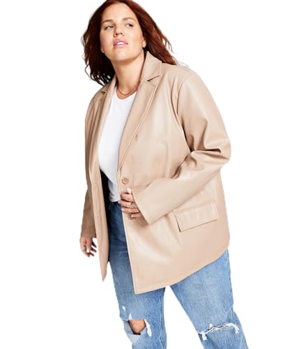 Trendy Plus Size Long Faux-Leather Blazer