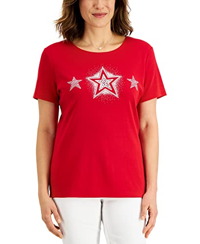 Karen Scott Petite Short Sleeve Triple Shine Top