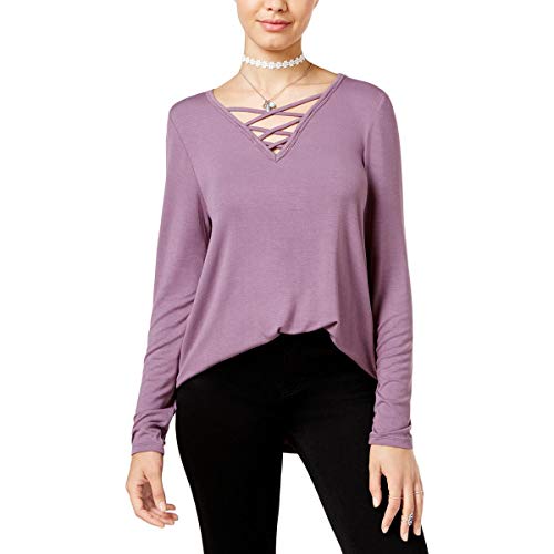 Hippie Rose Juniors Long Sleeve Lace Up Cozy T-Shirt
