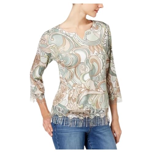 Alfred Dunner Winter Garden Embellished Fringe Sweater