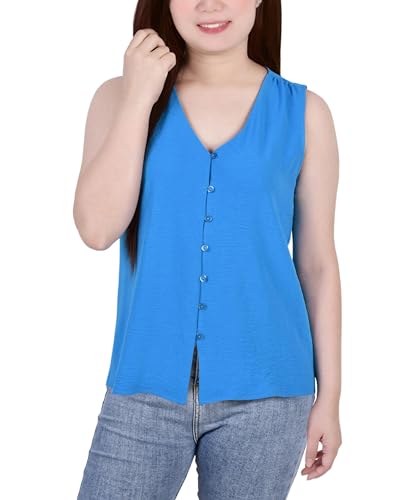 Petite Sleeveless Button Front Blouse