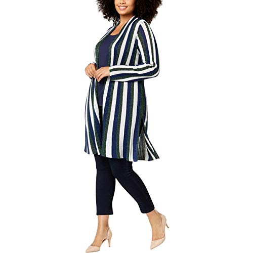 Plus Size Striped Metallic Completer Sweater