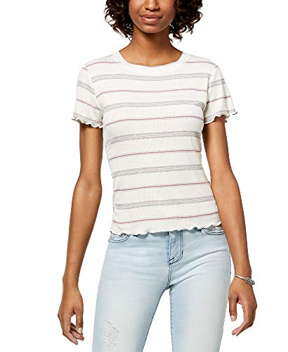 Hippie Rose Juniors Striped Lettuce Edge T-Shirt