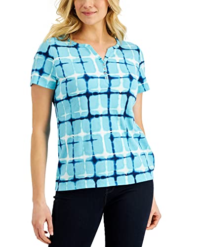 Karen Scott Womens Firecracker Printed Henley Top