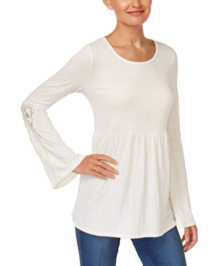 Style & Co Petite Lace Trim Babydoll Top