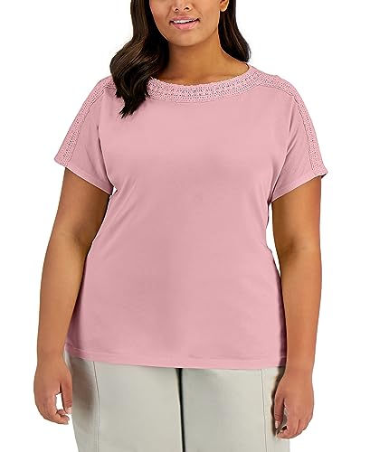 Karen Scott Plus Size Crochet Trim Top