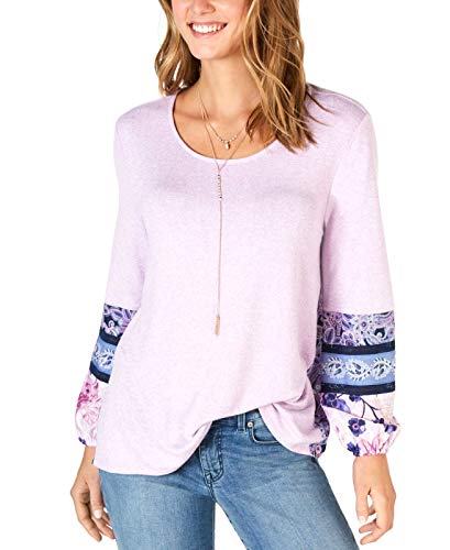 Style & Co Mixed Media Bubble Sleeve Top