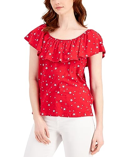 Style & Co Cotton Convertible Star Print Top