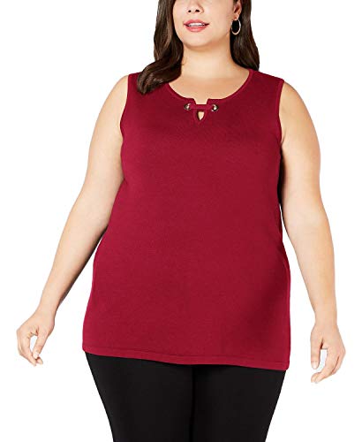 JM Collection Plus Size Sleeveless Grommet Shell