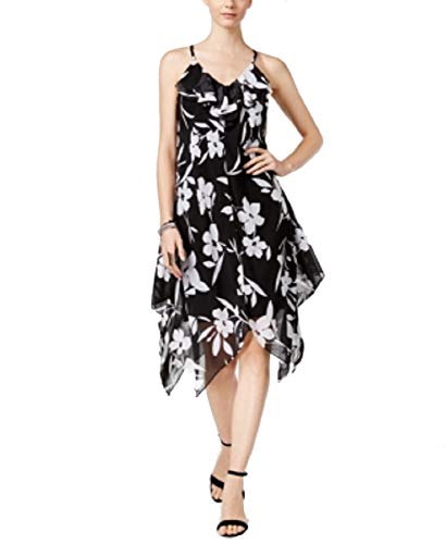 INC International Concepts Petite Floral Print Handkerchief Hem Dress