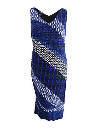 Plus Size Mixed Print Ruched Dress