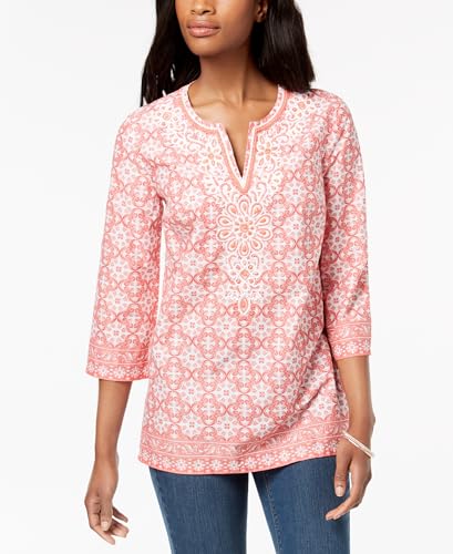 Charter Club Petite Cotton Split Neck Tunic