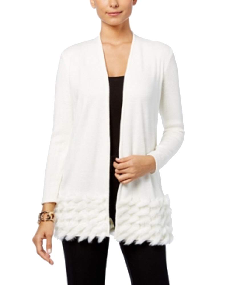 Alfani Petite Faux Fur Trim Cardigan