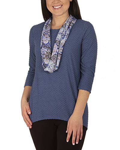 Womens Textured Knit Pullover Top Scarf Set