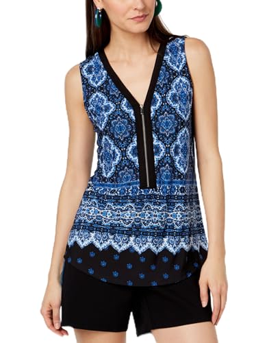 Petite Zip Front Printed Tank Top