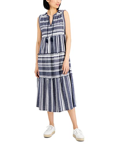 Charter Club Womens Cotton Sleeveless Midi Dress