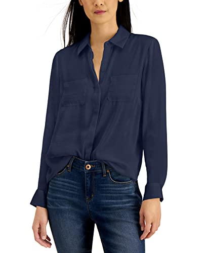 INC International Concepts Womens Satin Utility Shirt