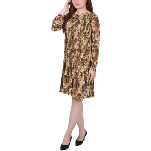 Petite Long Sleeve Pleated Dress