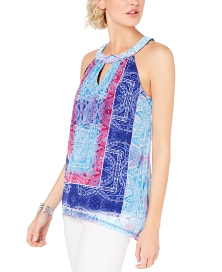 Petite Printed Keyhole Halter Top