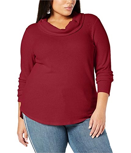 Plus Size Waffle-Knit Cowl-Neck Top