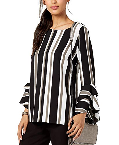 Striped Ruffled-Sleeve Top