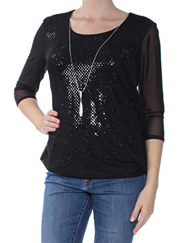 JM Collection Petite Shimmer Print Necklace Tunic