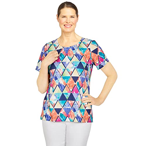 Alfred Dunner Women's Petite Embellished Textured Floral Knit Top