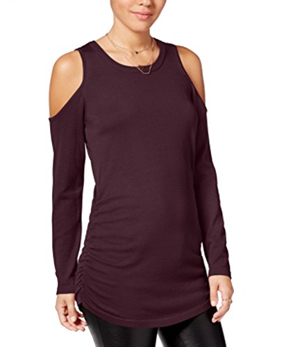 Juniors' Ruched Cold-Shoulder Sweater