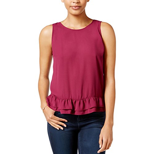Maison Jules Womens Ruffled Sleeveless Blouse