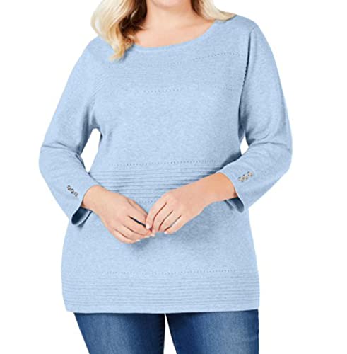 Plus Size Cotton Pointelle Sweater