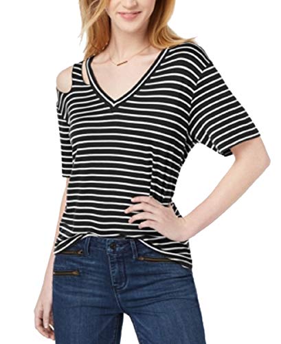 Juniors' Striped Cutout T-Shirt