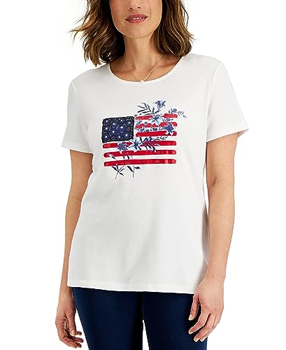 Karen Scott Womens Wild Free Flag Print Top