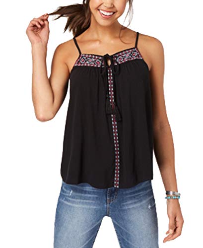 Juniors' Embroidered Tie-Front Tank Top