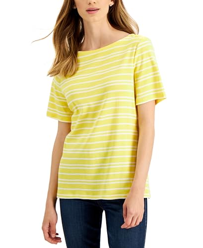 Charter Club Womens Cotton Striped Top