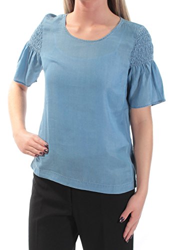 Maison Jules Chambray Elastic Detail Top