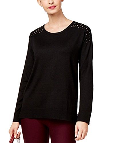 NY Collection Studded Shoulder Sweater