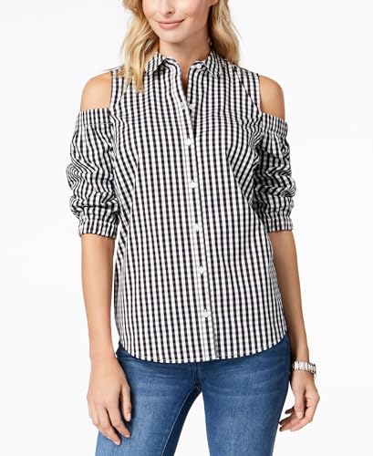 Cold-Shoulder Gingham Shirt