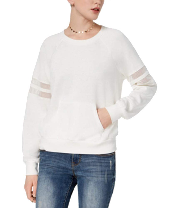 Hippie Rose Juniors Mesh Trimmed Pullover Sweatshirt