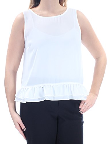 Maison Jules Womens Ruffled Sleeveless Blouse