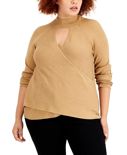 INC International Concepts Plus Size Keyhole Turtleneck Wrap Sweater