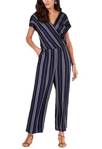 Style & Co Striped V Neck Jumpsuit