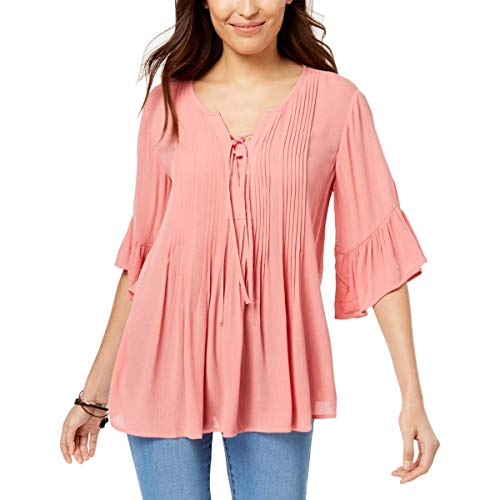 Style & Co Ruffled Lace Up Top