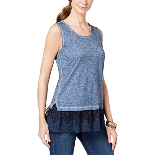 Style & Co Petite Lace Hem Tank Top
