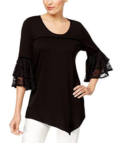 Lace-Cuff Asymmetrical-Hem Top